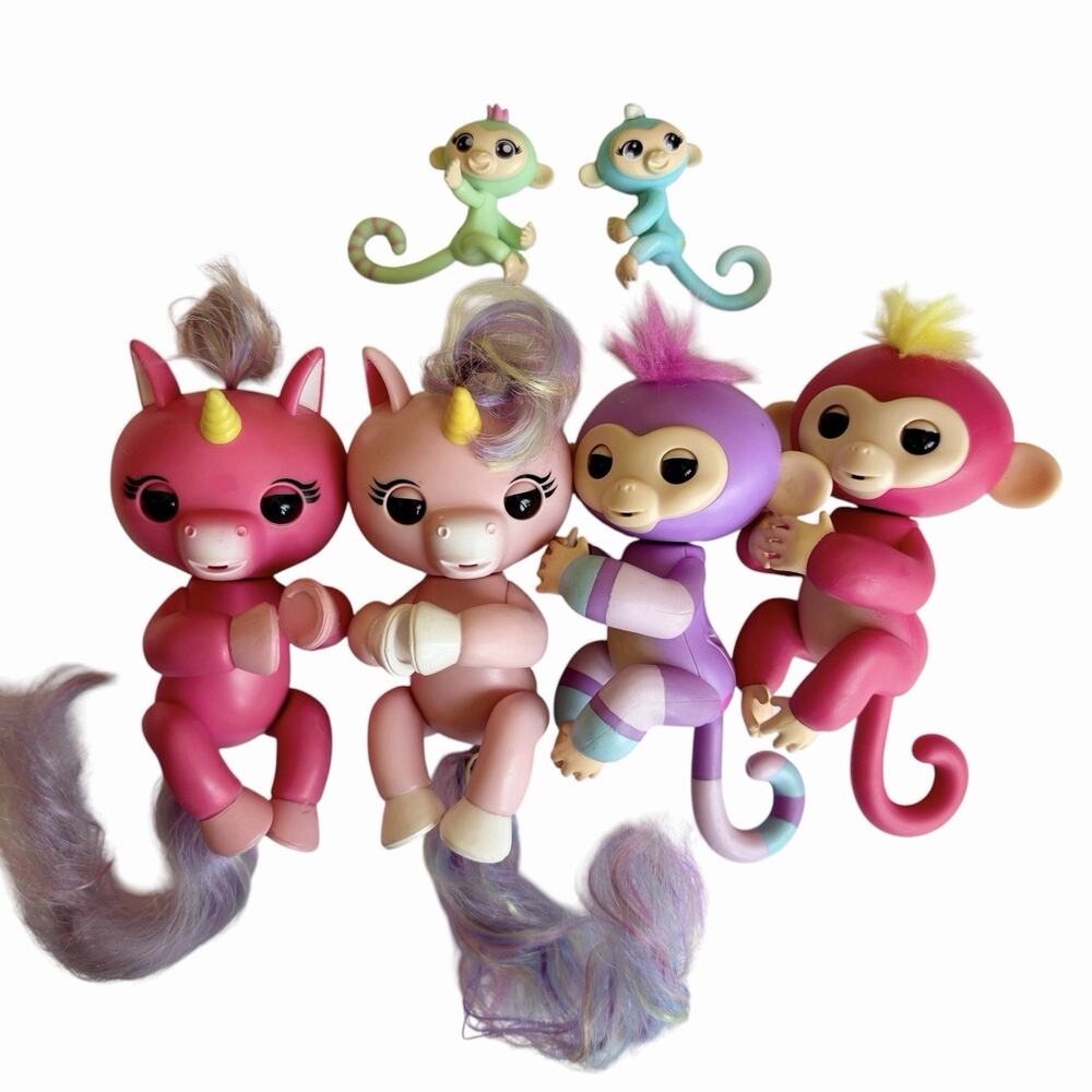 Wowwee Fingerlings Unicorn Monkey Glitter Multicolor Interactive Lot Of 6 WORK